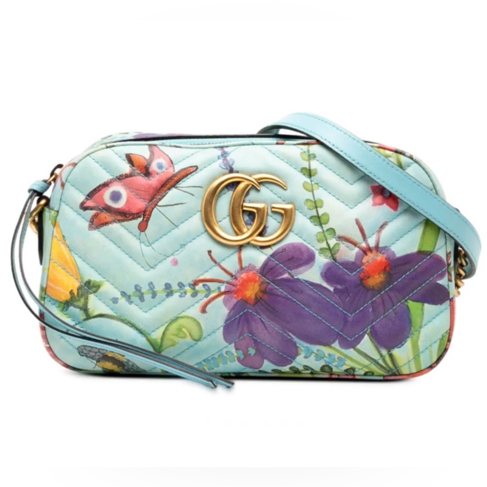 Gucci x Unskilled Worker GG Marmont Matelasse Calfskin Flora Crossbody
